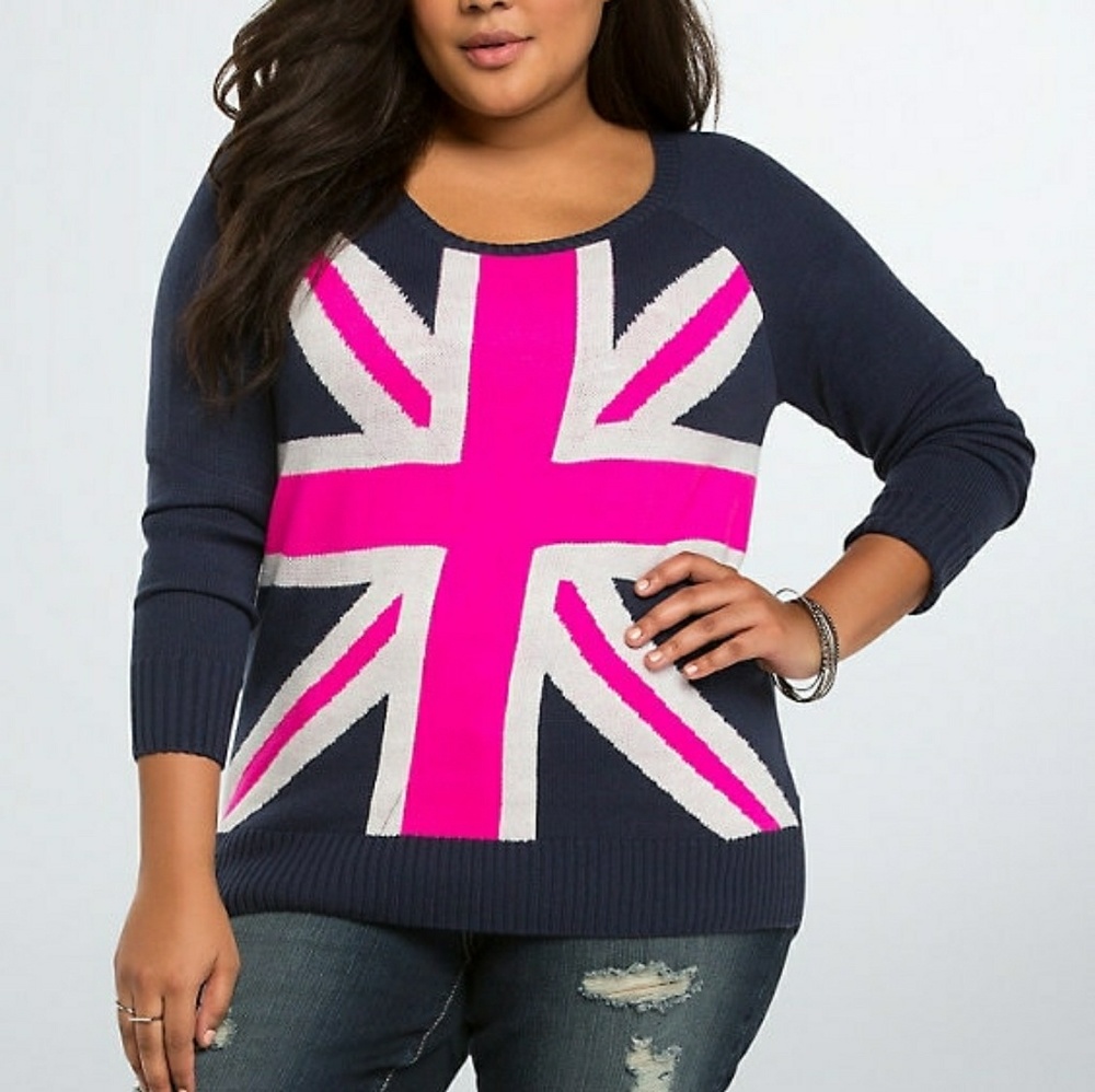 Torrid Union Jack Pink & Navy Sweater Size 2